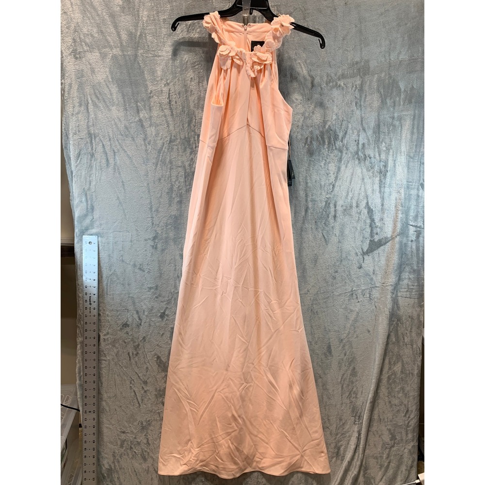 Adrianna Papell Peach Kiss Rosette Halter Crepe Gown AP1E211969 Womens 12
